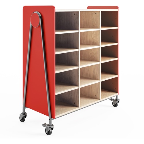 Safco Storage Cabinet,Mobile,w/12 Shelves,43.25"x19.75"x48",Red