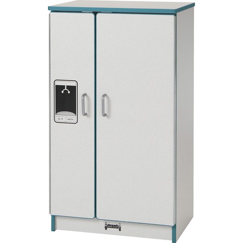 Jonti-Craft, Inc. Play Kitchen Refrigerator, Teal Edge, 20"Wx15"Dx27"H, Gray