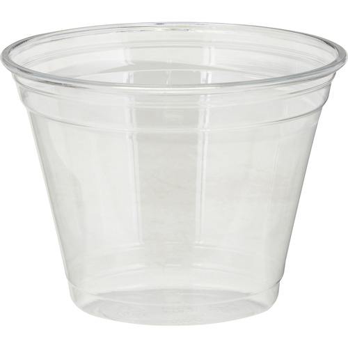Clear Plastic PETE Cups, 9 oz, Squat, 50/Sleeve, 20 Sleeves/Carton DXECPET9