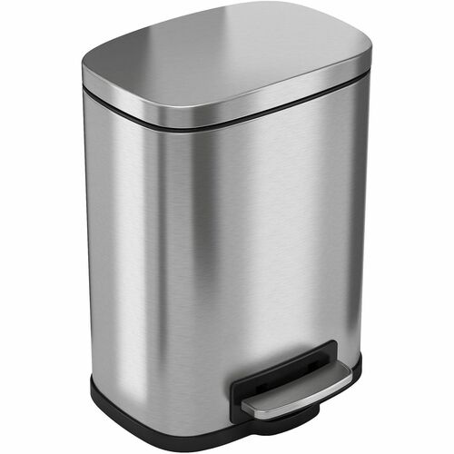 HLS Commercial Trash Can, 1.5 Gal, 8-1/4"Wx6"Lx11-1/2"H, Silver