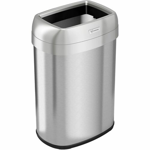 HLS Commercial Trash Can, 13 Gal, Oval, 11-1/2"Wx16"Lx24-1/4"H, Silver