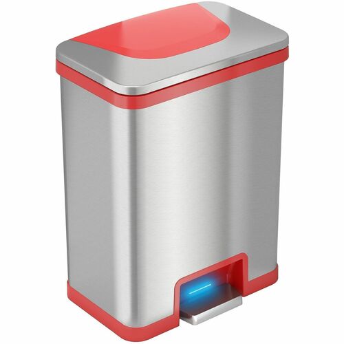 HLS Commercial Trash Can, 13 Gal, RD Trim, 16-1/2"x11-1/4"x22-3/4", Silver