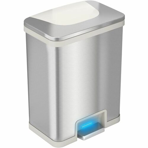 HLS Commercial Trash Can, 13 Gal, WE Trim, 16-1/2"x11-1/4"x22-3/4", Silver