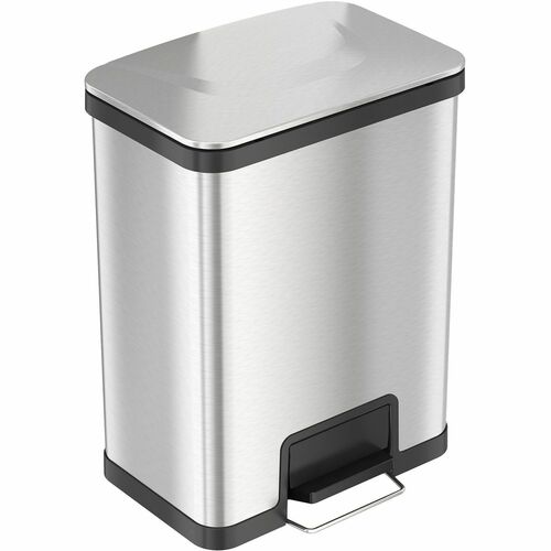 HLS Commercial Trash Can, 13 Gallon, 16-1/2"Wx10-1/2"Lx21-1/2"H, Silver
