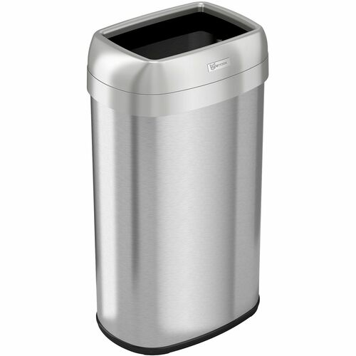 HLS Commercial Trash Can, 16 Gal, Oval, 11-1/2"Wx16"Lx28-1/2"H, Silver