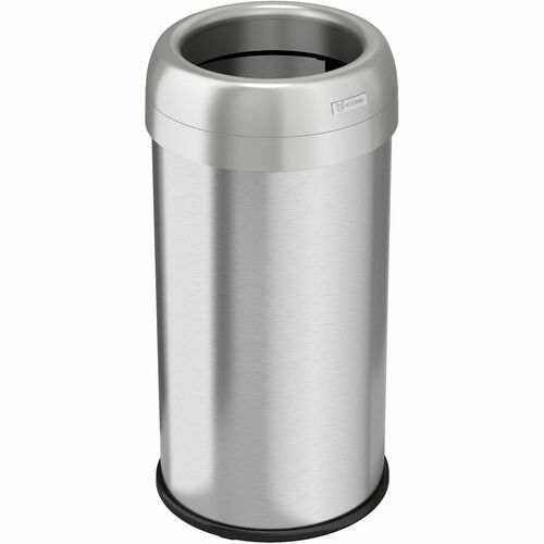 HLS Commercial Trash Can, 16 Gal, Round, 14-1/4"Wx14-1/4"Lx28-1/4"H, Silver