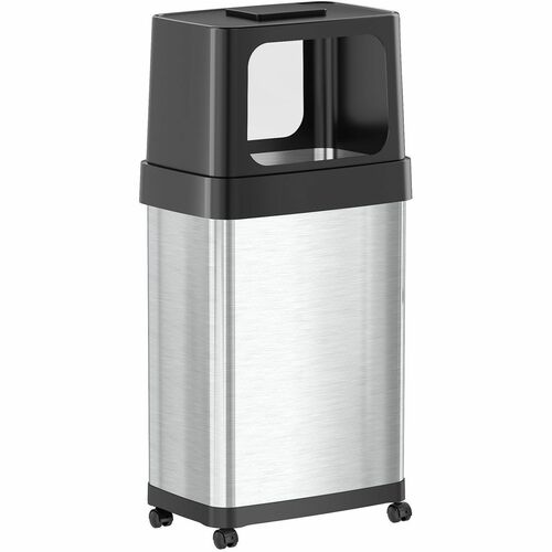 HLS Commercial Trash Can, 18 Gal, Push Door, 11"Wx17"Lx34-1/4"H, Silver