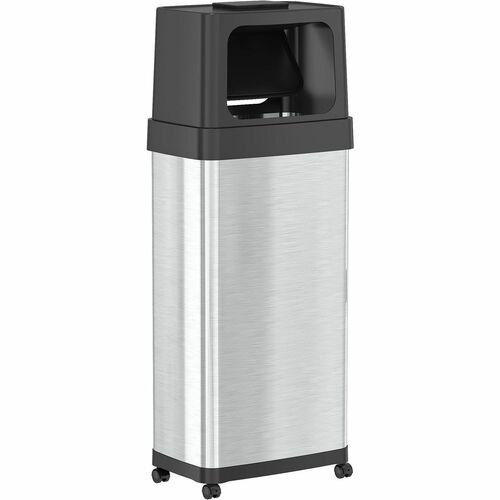 HLS Commercial Trash Can, 24 Gal, Push Door, 11"Wx17"Lx42-1/4"H, Silver