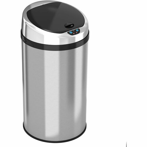 HLS Commercial Trash Can, 8 Gal, 12"Wx12-3/4"Lx22-1/4"H, Silver