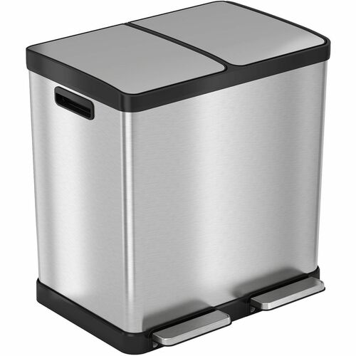 HLS Commercial Trash Can, Dual, 21-3/5"Wx17-3/10"Lx28-3/10"H, Silver