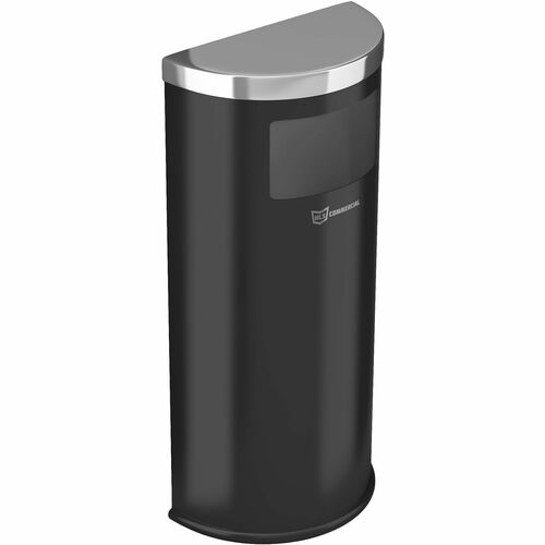 HLS Commercial Trash Can, Half Round, 7-9/10"Wx15-7/10"Lx35-2/5"H, Black