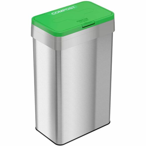 HLS Commercial Trash Can, Open Top, 21 Gal, 10-1/4"x16"x34", Silver