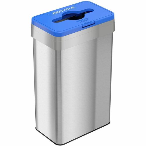 HLS Commercial Recycling Bin, Open Top, 21 Gal, 10-1/4"x16"x34", Silver
