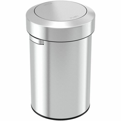 HLS Commercial Trash Can, Swing Top, 16"Wx16"Lx25-1/2"H, Silver