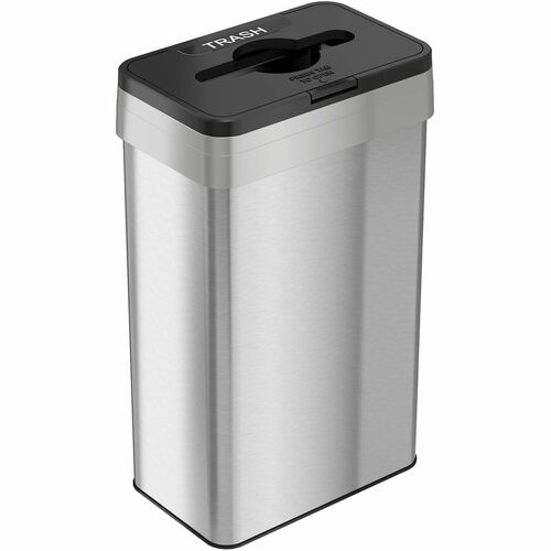HLS Commercial Trash Can, w/ Lid, 10-1/4"Wx16"Lx34"H, Silver