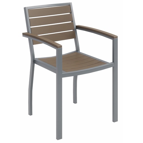 KFI Seating Chair, w/Arms, Outdoor, 22"x21-1/2"x33-4/5", SR/Mocha