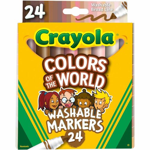 Crayola Markers, Washable, Broad Line, Skin Tone, 24/PK, AST