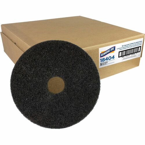Genuine Joe Floor Pads, f/Heavy-duty Stripping, 18", 5/CT, Black