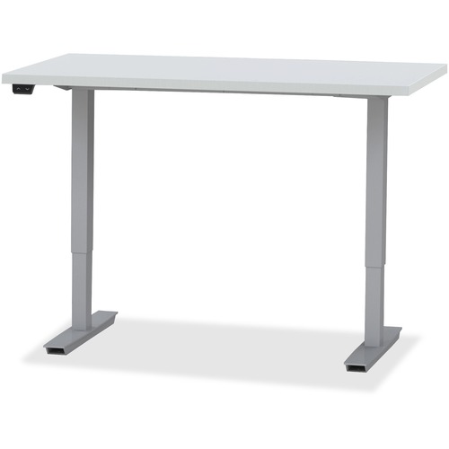 Safco Table,Height-Adj,2-Stage,2-Leg,72"x30x28"-47.6",Silver