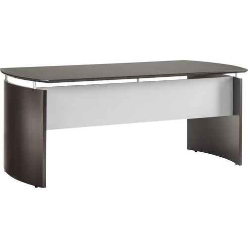 Safco Desk,Curved,Silver Mod Panel,72"x36"x29-1/2",Mocha