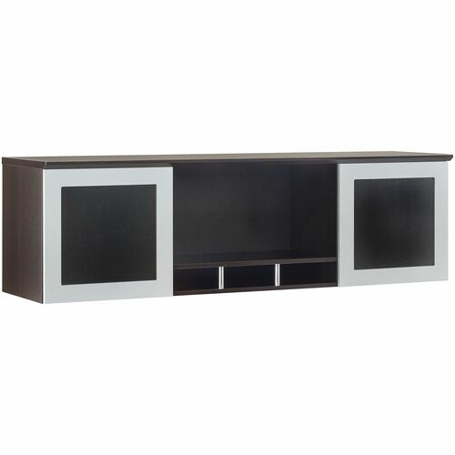 Safco Hutch,w/Glass Doors,63"x15"x18-1/4",Mocha