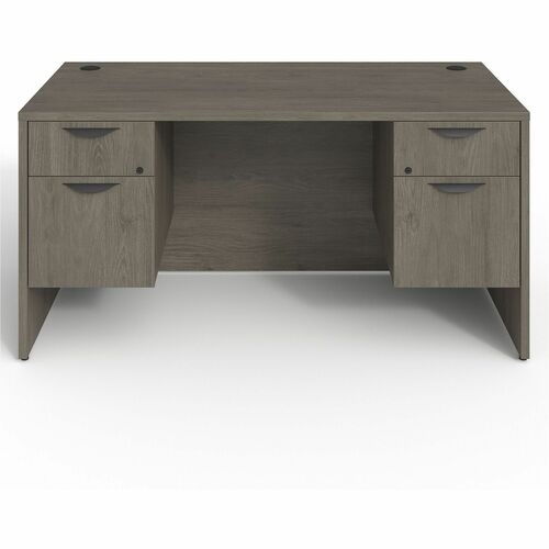 Lorell Double-pedestal Desk, B/F, 60"x30"x29", Gray Elm