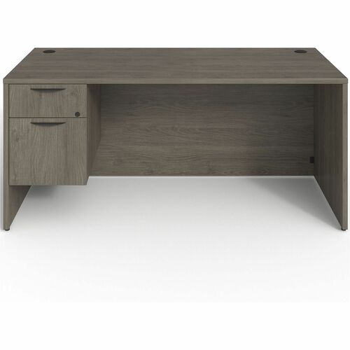Lorell Left-pedestal Desk, B/F, 66"x30"x29", Gray Elm