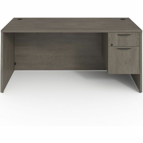 Lorell Right-pedestal Desk, B/F, 66"x30"x29", Gray Elm