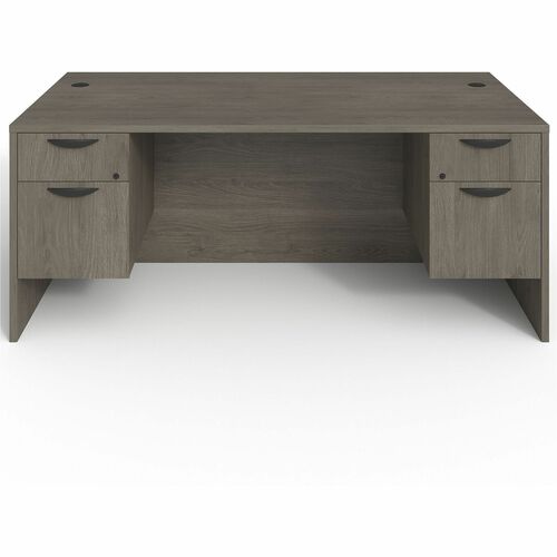 Lorell Double-pedestal Desk, B/F, 72"x36"x29", Gray Elm