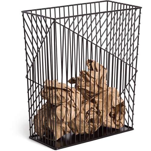 U Brands Wastebasket,Vena,Bent Wire,6 Gal Cap,12"x6"x14",Black