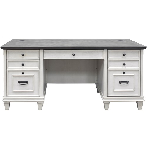 Martin Furniture Desk, Double Pedestal, 69-1/2"x30"x31", Vintage Linen