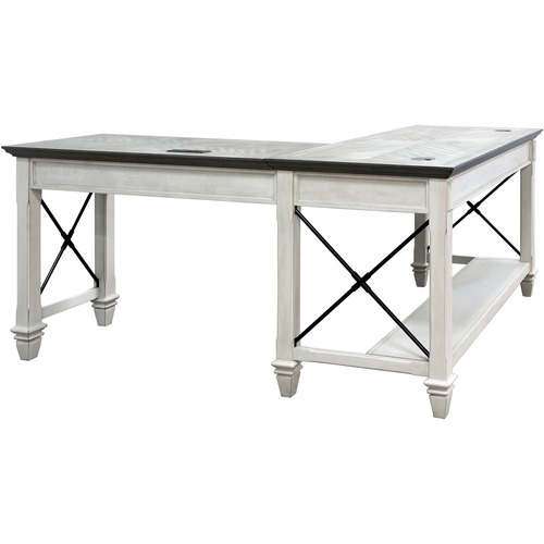 Martin Furniture Desk, Open, Return, 60"x28"x31", Vintage Linen