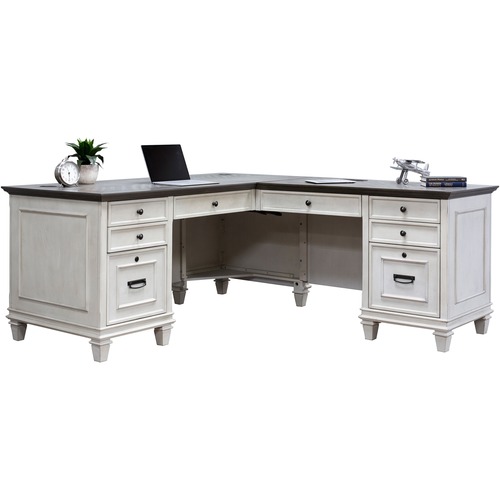 Martin Furniture Desk, Right Return, Vintage Linen