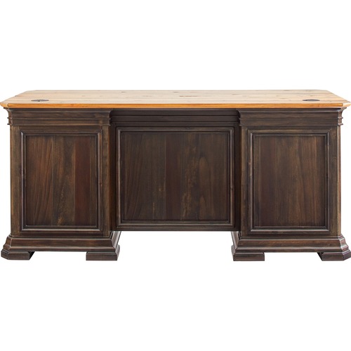 Martin Furniture Desk, Double Pedestal, 68"x28"x30", Dark Roast