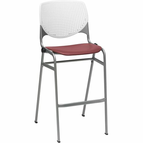 KFI Seating Barstool, Stack, 23"x22"x46-1/2", White/Burgundy