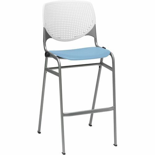 KFI Seating Barstool, Stack, 23"x22"x46-1/2", White/Sky Blue