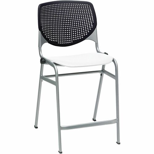 KFI Seating Stool, Counter, 21-1/4"x21-1/2"x41-1/2", Black/White