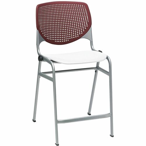 KFI Seating Stool, Counter, 21-1/4"x21-1/2"x41-1/2", Burgundy/White