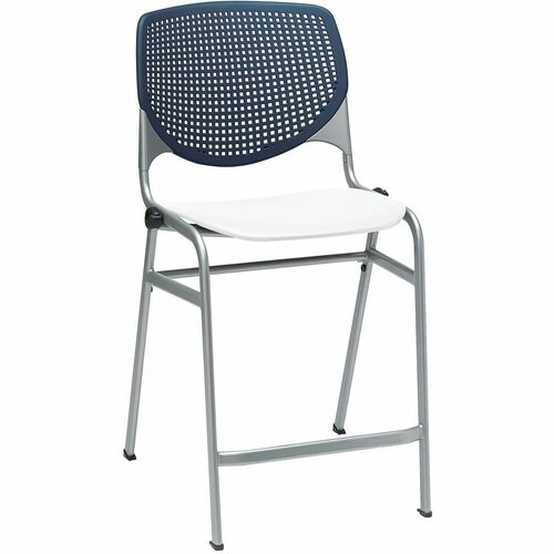 KFI Seating Stool, Counter, 21-1/4"x21-1/2"x41-1/2", Navy/White