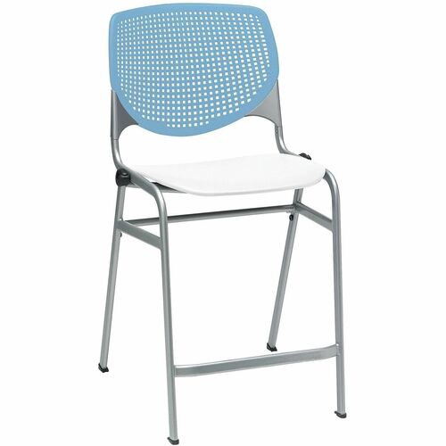KFI Seating Stool, Counter, 21-1/4"x21-1/2"x41-1/2", Sky Blue/White