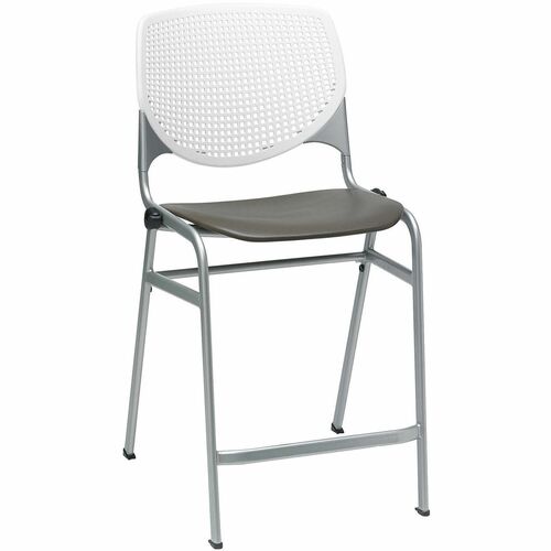 KFI Seating Stool, Counter, 21-1/4"x21-1/2"x41-1/2", White/Brownstone