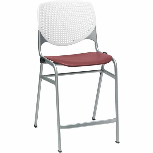 KFI Seating Stool, Counter, 21-1/4"x21-1/2"x41-1/2", White/Burgundy