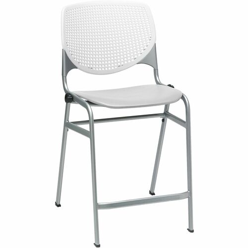 KFI Seating Stool, Counter, 21-1/4"x21-1/2"x41-1/2", White/Light Gray