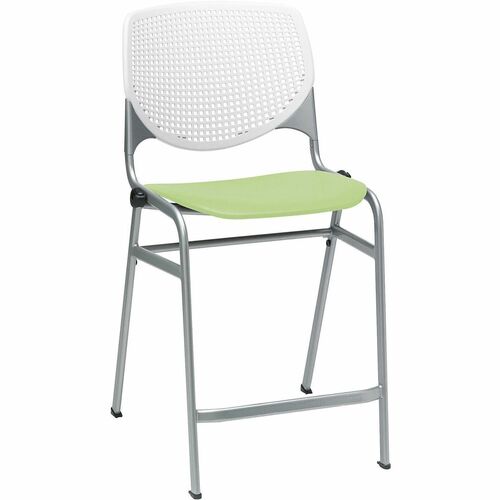 KFI Seating Stool, Counter, 21-1/4"x21-1/2"x41-1/2", White/Lime Green