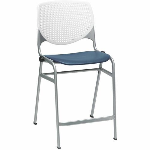 KFI Seating Stool, Counter, 21-1/4"x21-1/2"x41-1/2", White/Navy