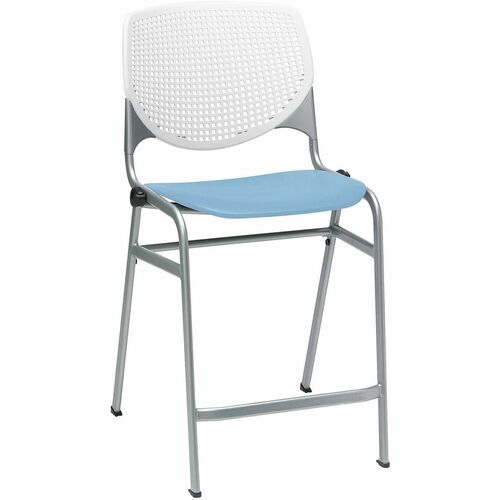 KFI Seating Stool, Counter, 21-1/4"x21-1/2"x41-1/2", White/Sky Blue