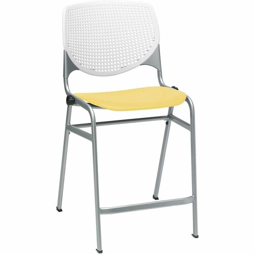 KFI Seating Stool, Counter, 21-1/4"x21-1/2"x41-1/2", White/Yellow