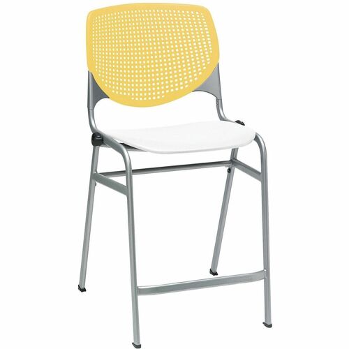 KFI Seating Stool, Counter, 21-1/4"x21-1/2"x41-1/2", Yellow/White