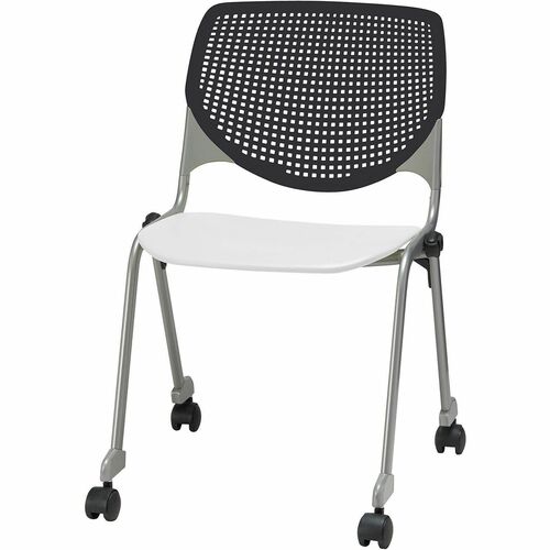 KFI Seating Chair, Casters, 20-1/2"x21-1/4"x31-1/2", Black/White
