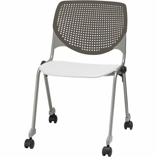 KFI Seating Chair, Casters, 20-1/2"x21-1/4"x31-1/2", Brownstone/White